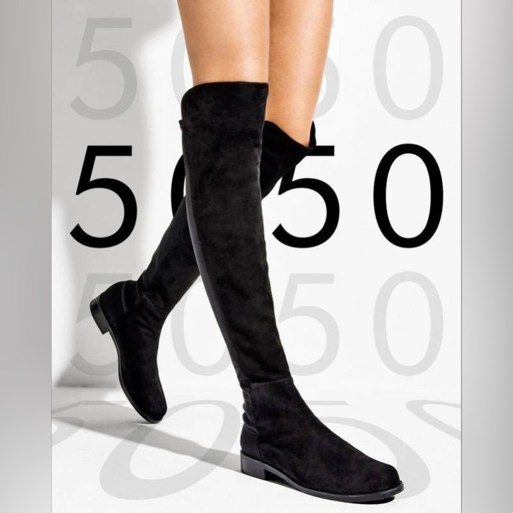 Stuart Weitzman 5050 Suede Over The Knee Boots in Black